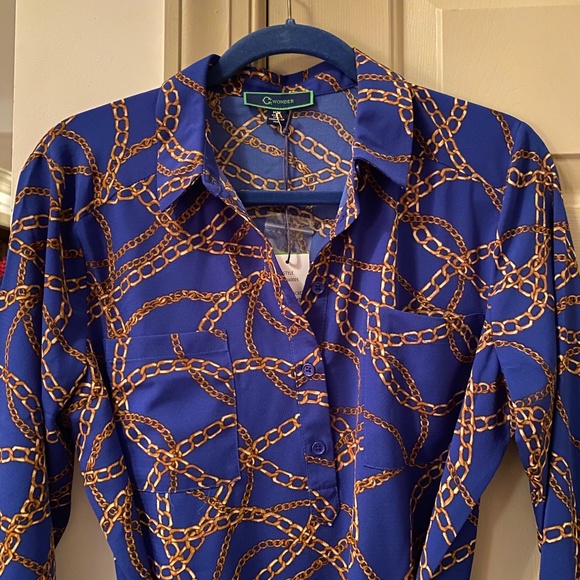 C. Wonder Dresses & Skirts - NWT C.Wonder Chain Print Belted Shirt Dress